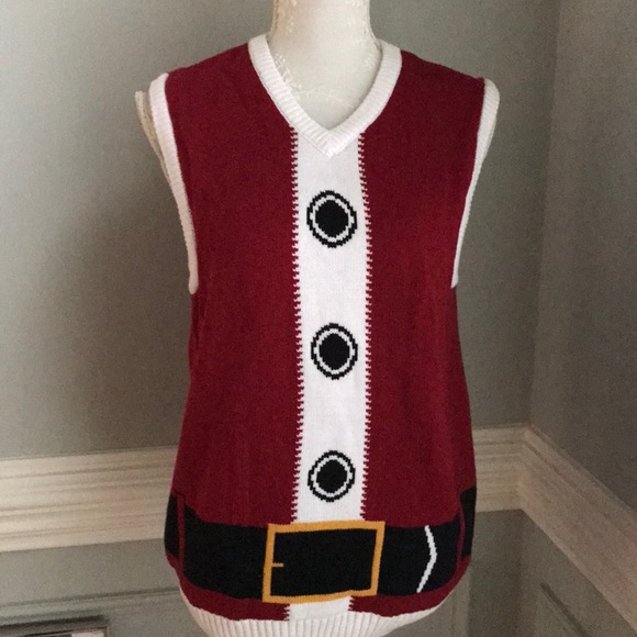 Ugly Christmas Sweater Sweaters - Ugly Christmas Sweater Vest Santa EUC SZ M